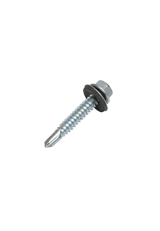 Blue zinc hex head self drilling screw with rubber waher