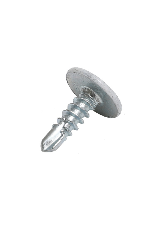 Blue zinc wafer head self drilling screw with head painting