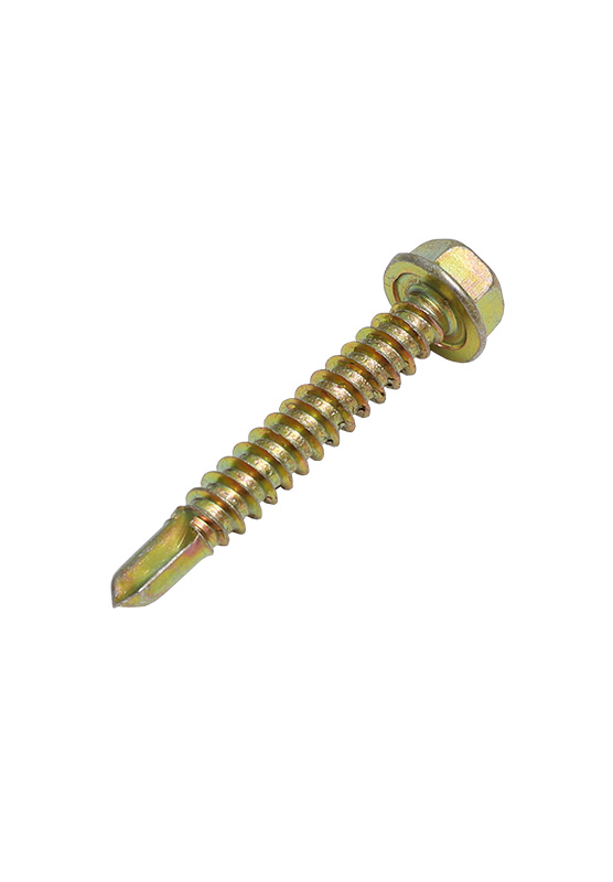 Yellow zinc hex washer head self drilling screw